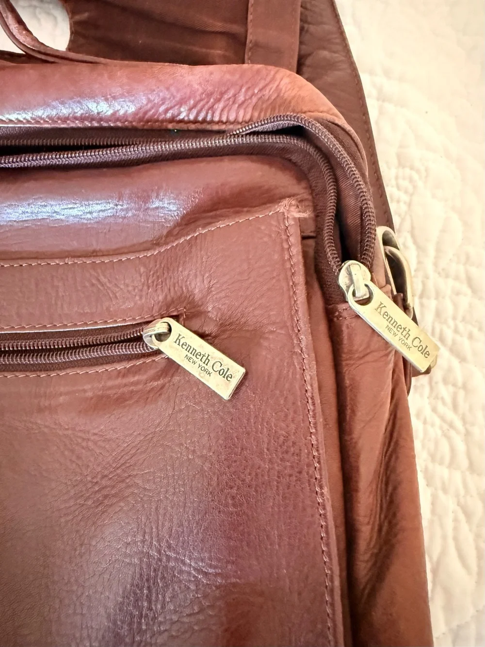 Kenneth Cole New York Brown Leather Briefcase Messenger